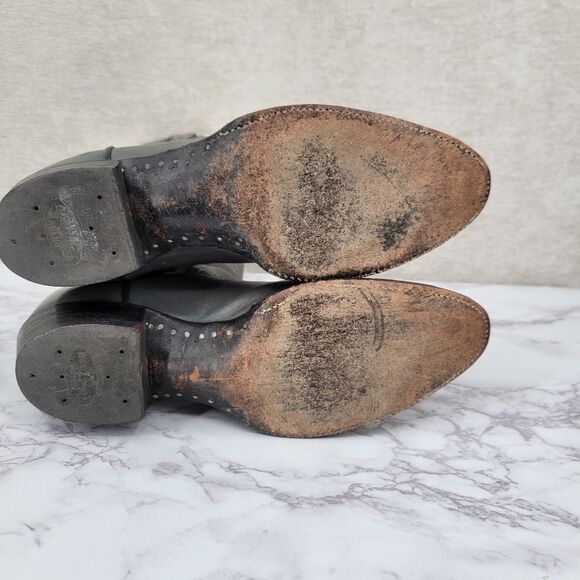 Sanders Vintage Leather Gray Western Cowboy Boots Men's 10D - Picture 12 of 14